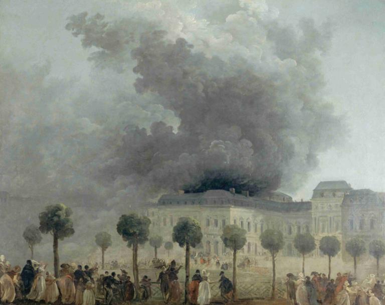 L'incendie de l'Opéra, vu des jardins du Palais-Royal, le 8 juin 1781,El incendio de la Ópera