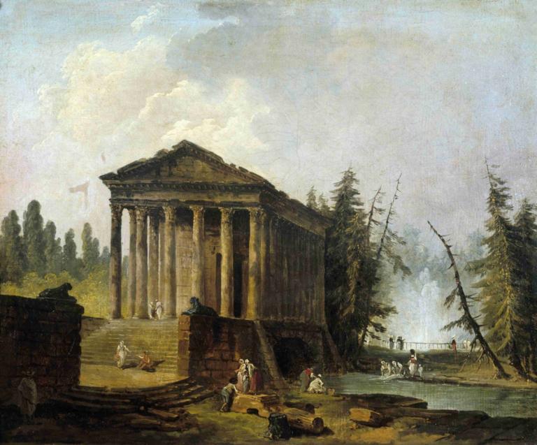 Le Temple antique,Ο αρχαίος ναός,Hubert Robert,Ελαιογραφία,Ελαιογραφία, δέντρο, τοπίο, σε εξωτερικό χώρο