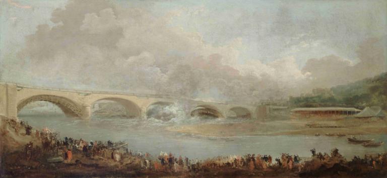 Le décintrement du pont de Neuilly, le 22 septembre 1772,Sænkningen af ​​Neuilly-broen, 22. september 1772