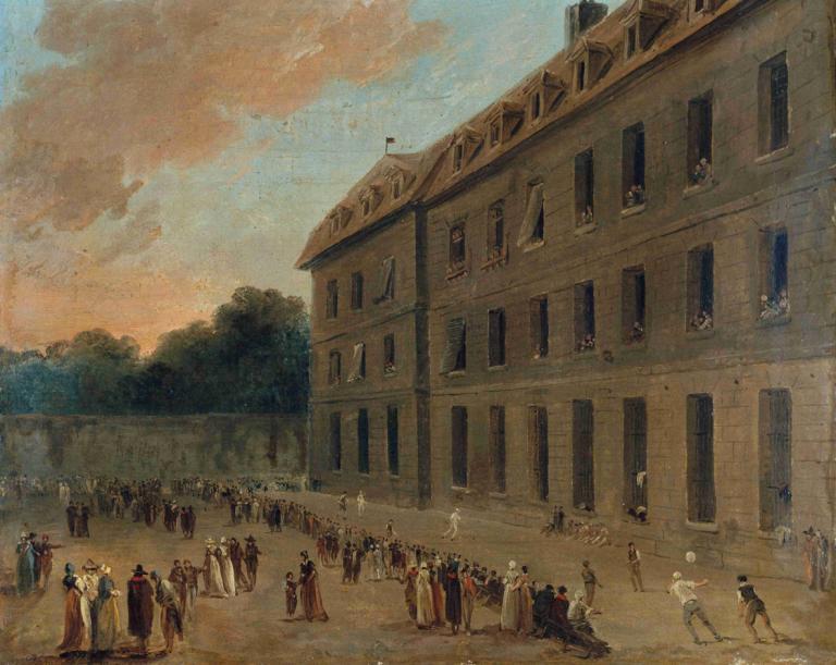 Récréation Des Prisonniers À Saint-Lazare; La Partie De Ballon,Hubert Robert,Ελαιογραφία,Ελαιογραφία