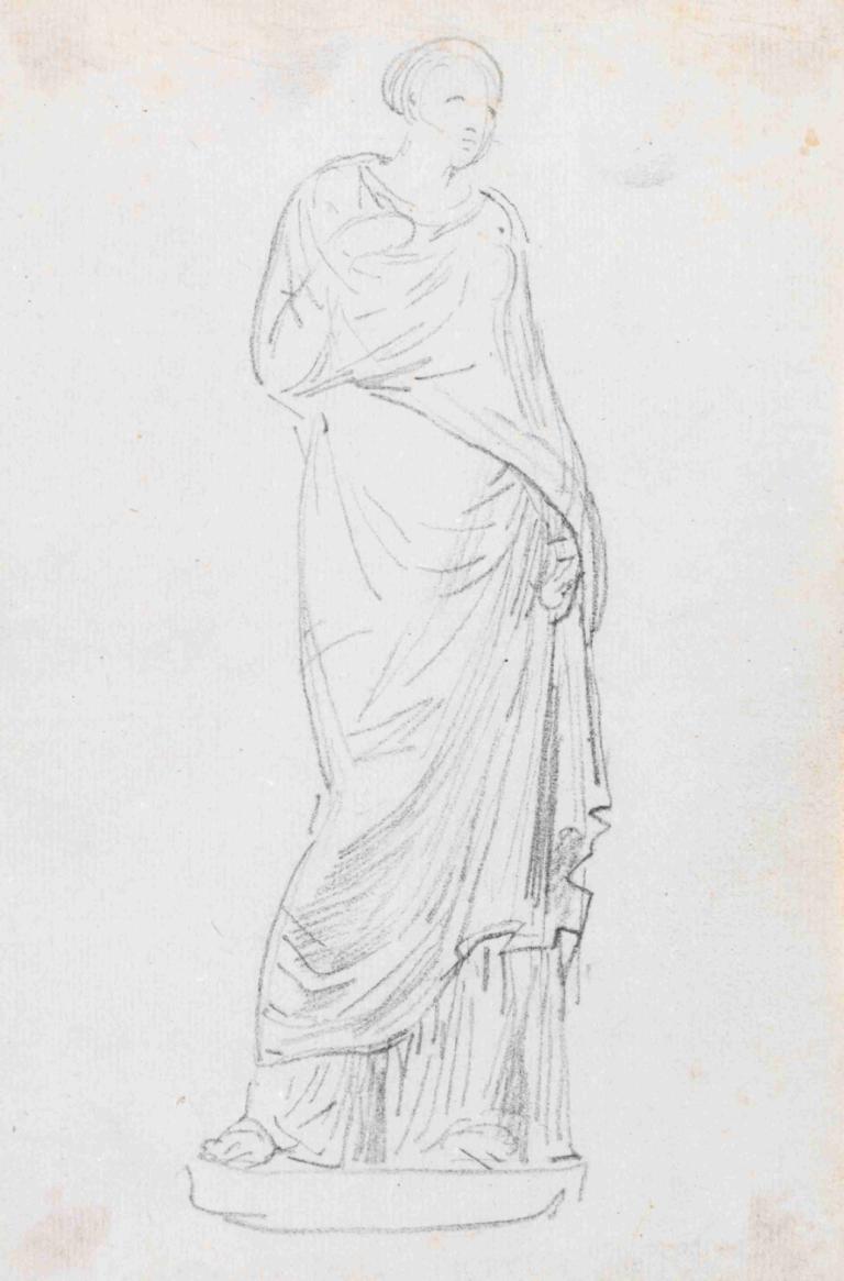 Statue of a Female in a Toga,Bức tượng phụ nữ ở Toga,Hubert Robert,- Hubert Robert.,Phác thảo,Phác thảo, đấu