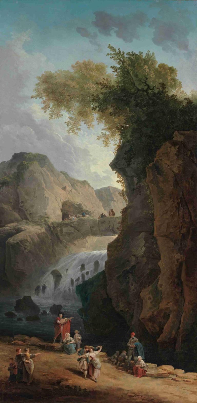 The Dance,Ο χορός,Hubert Robert,Ελαιογραφία,Ελαιογραφία, σε εξωτερικό χώρο, πολλά αγόρια, ουρανός, συνεδρίαση