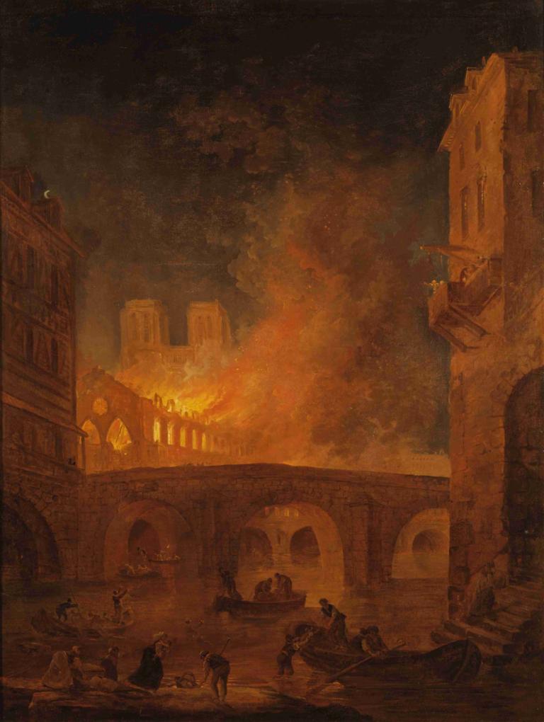 The Fire of Hôtel-Dieu in Paris,Η πυρκαγιά του Hôtel-Dieu στο Παρίσι,Hubert Robert,Ελαιογραφία,Ελαιογραφία