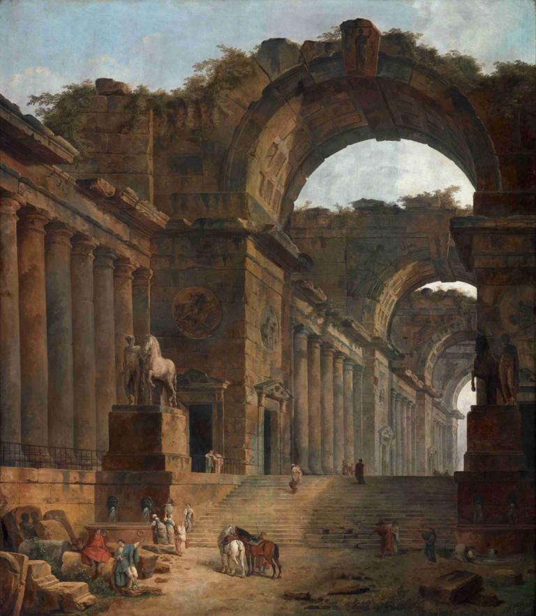 The Fountains,Les fontaines,Hubert Robert,Peinture à l'huile,Peinture à l'huile, paysage, en plein air, jour