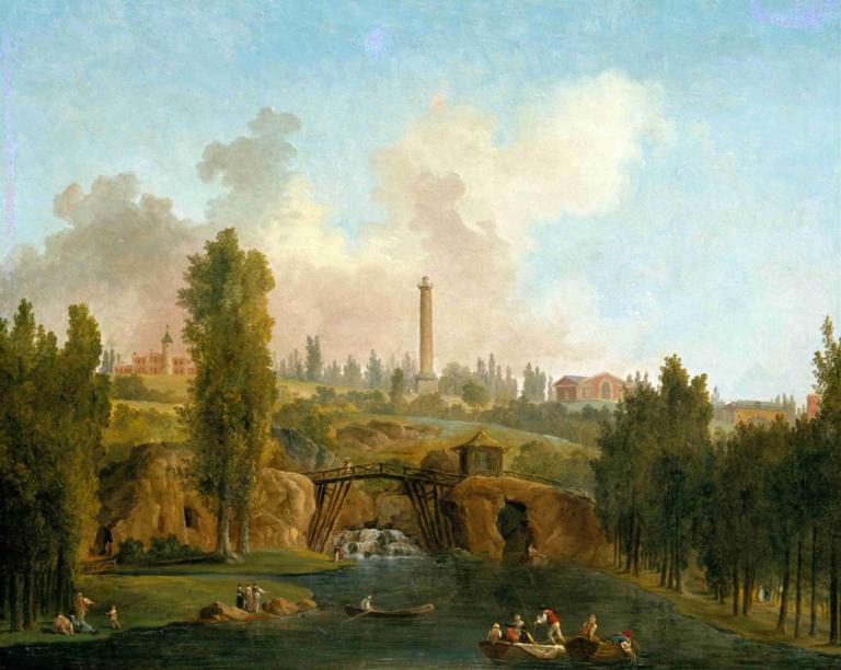 View of the Park of Méréville,Blick auf den Park von Méréville,Hubert Robert,Ölgemälde,Ölgemälde, Landschaft