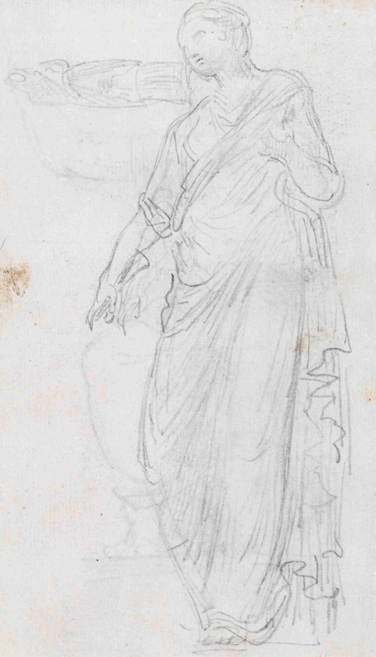 Woman in Toga (verso),Perempuan dalam Toga (syair),Hubert Robert,Sketsa,Sketsa, solo, sketsa, satu warna