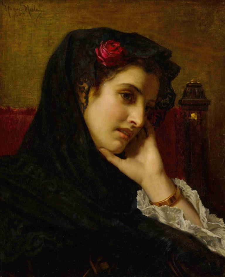 A Spanish Beauty,Španělská kráska,Hugues Merle,Olejomalba,Olejomalba, 1 dívka, sólo