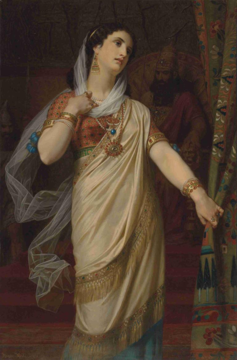 Esther,Hugues Merle,Olejomalba,Olejomalba, šperky, 1 dívka, náušnice, náramek, náhrdelník, prsten