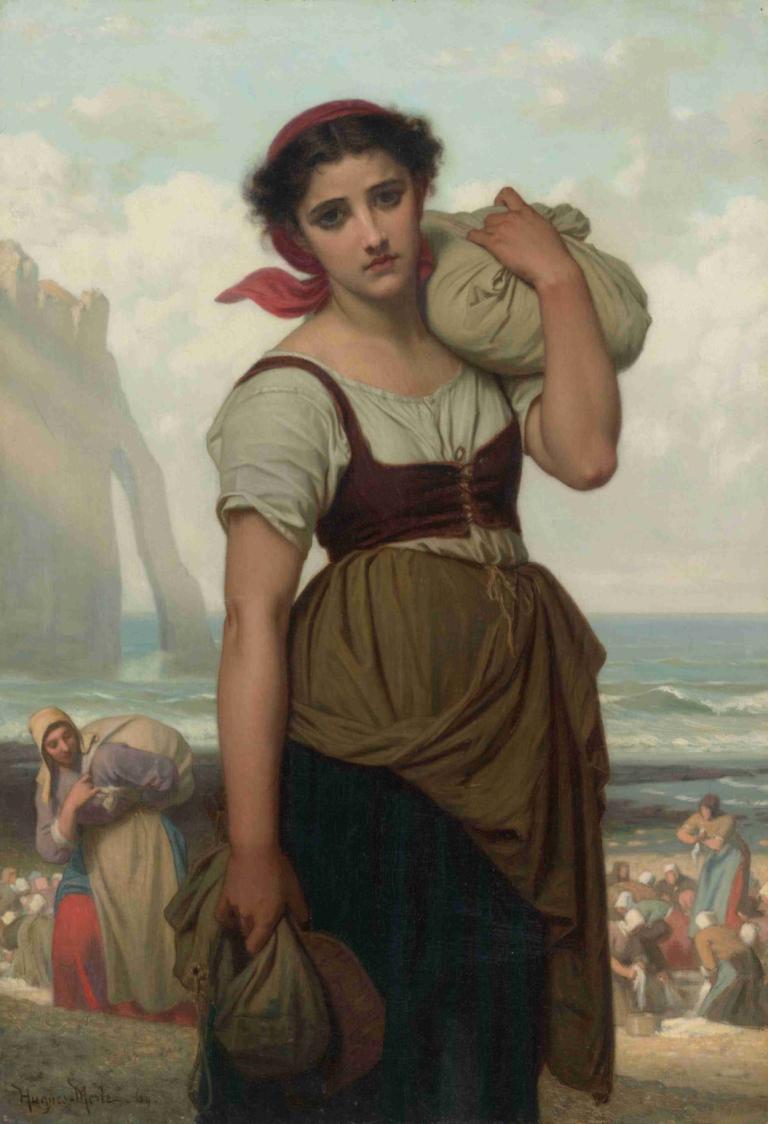 Laveuse D'étretat,Podložka Etretat,Hugues Merle,Olejomalba,Olejomalba, realistický, oceán, venku, bandana