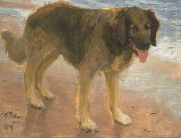 Nord,Ilya Efimovich Repin,Oil Painting,Oil Painting, dog, no humans, signature, tongue, tongue out