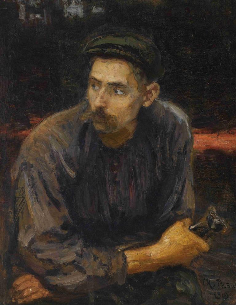 Portrait Of A Worker,Portrett Av En Arbeider,Ilya Efimovich Repin,Oljemaleri,Oljemaleri, 1 gutt