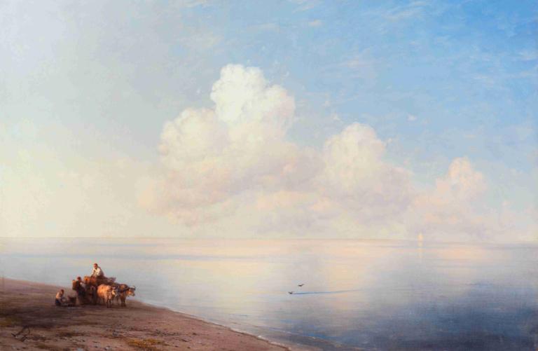 Ruhige See,Ivan Konstantinovich Aivazovsky,Oil Painting,Oil Painting, scenery, outdoors, sky, cloud, ocean