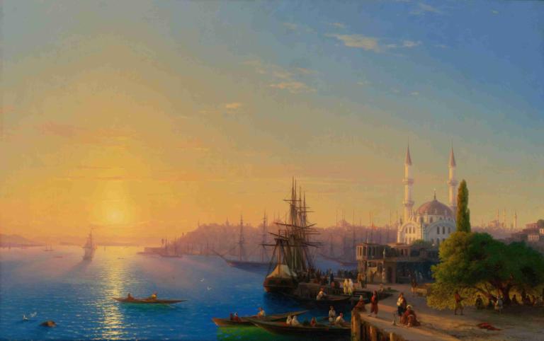 View Of Constantinople And The Bosphorus,Ivan Konstantinovich Aivazovsky,Oil Painting,Oil Painting