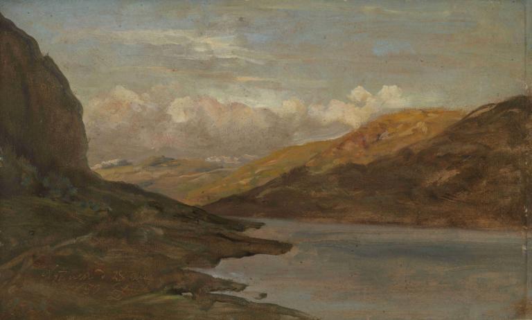 Landscape at Nystuen in Filefjell,J.C. Dahl,Oil Painting,Oil Painting, scenery, no humans, outdoors, sky