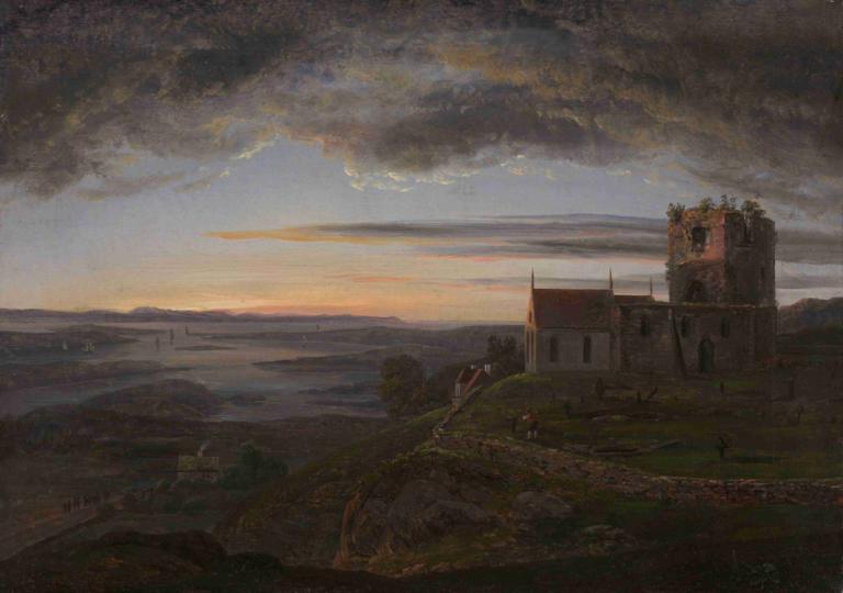 The ruined Church at Avaldsnes at Karmøy,โบสถ์ซากปรักหักพังของแคมอิวาลเดสเนส,J.C. Dahl,เจ.ซี. ดัล