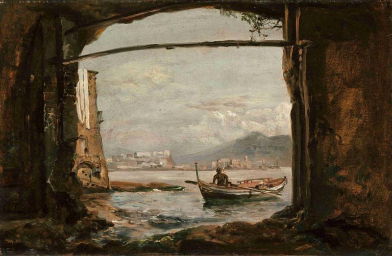 View from a grotto near Posillipo,Vista desde una gruta cerca de Posillipo,J.C. Dahl,Pintura al óleo