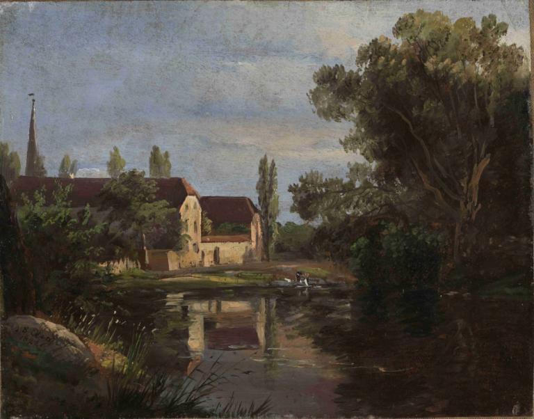 View of Plauen at the River Weisseritz,Blick auf Plauen an der Weißeritz,J.C. Dahl,Ölgemälde,Ölgemälde, Baum