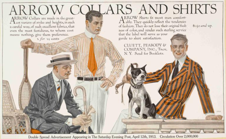 Arrow collars & shirts. Saturday evening post,J.C. Leyendecker,Illustration,Illustration, formal, suit, cane