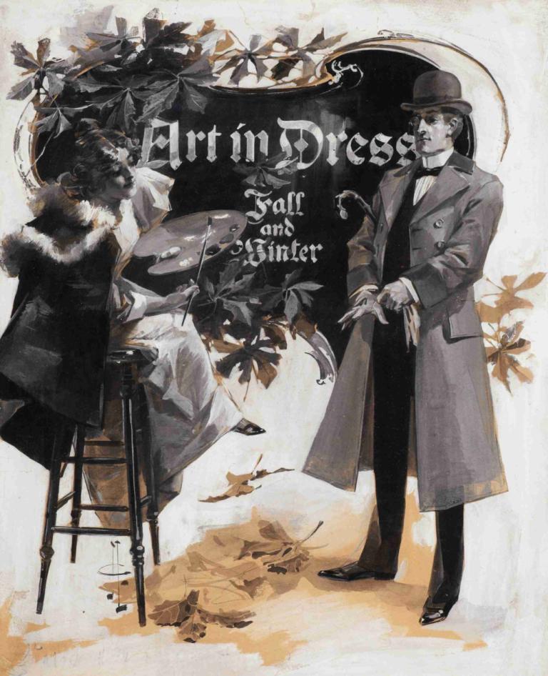 Art in Dress,Konst i klänning,J.C. Leyendecker,Illustration,Illustration, hatt, blad, flera pojkar, täcka