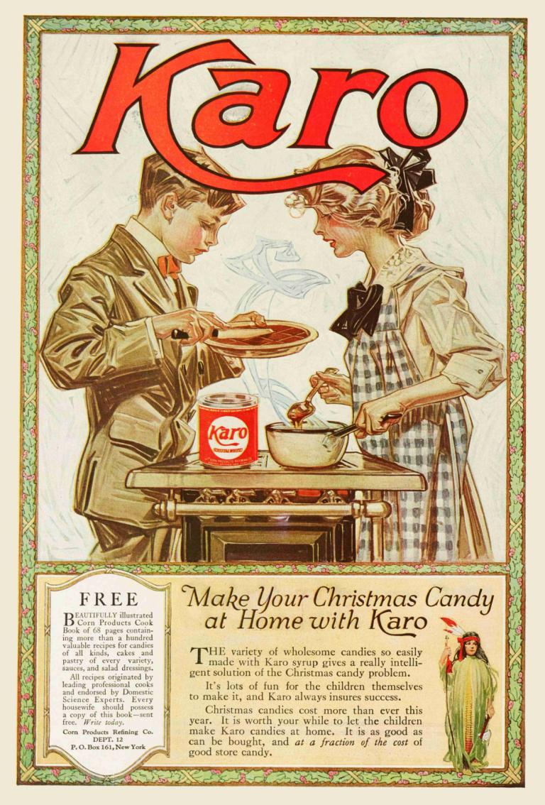 Karo,J.C. Leyendecker,Illustration,Illustration, 1 tjej, 1 pojke, konstparodi, mat, fågel, engelsk text