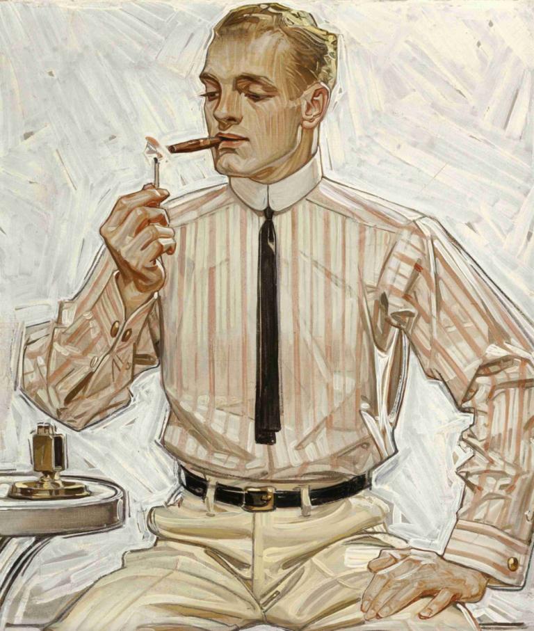 Man with Narrow Tie, Cluett Shirts Arrow Collar advertisement,J.C. Leyendecker,Illustration,Illustration