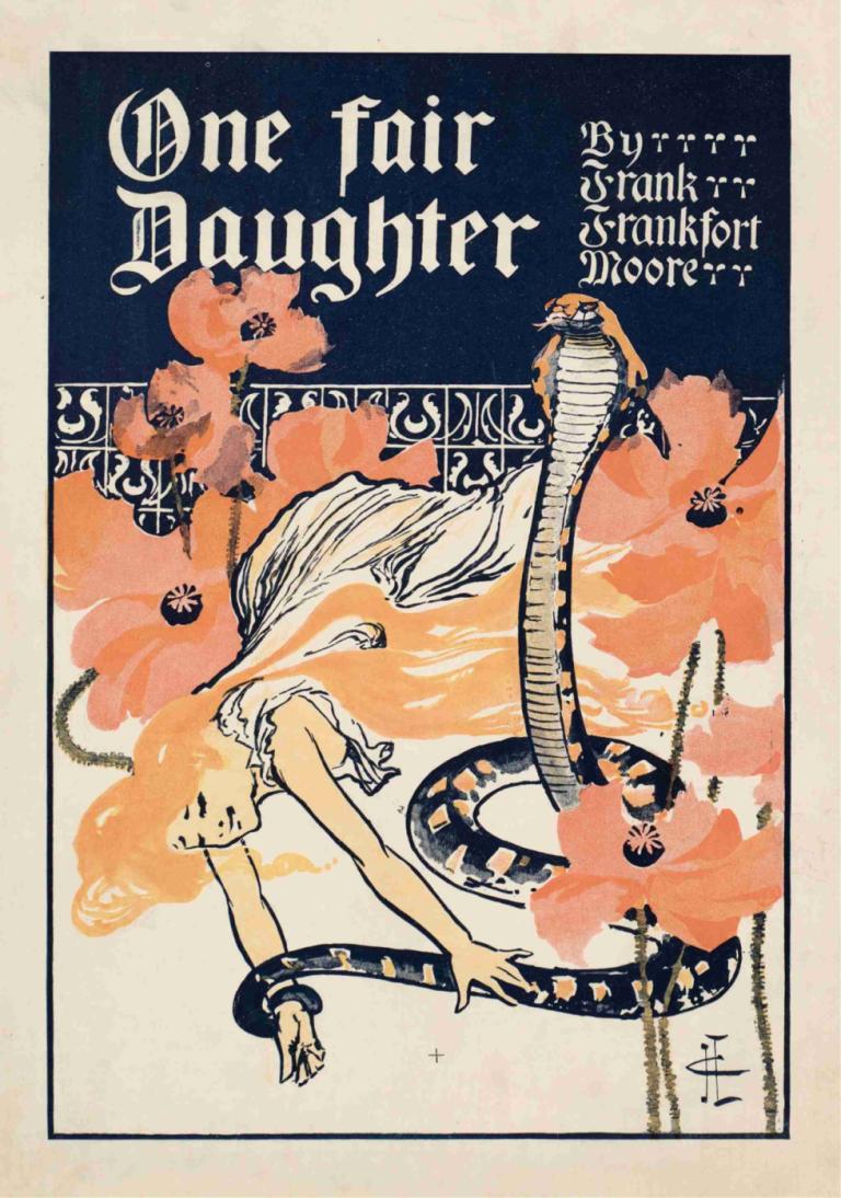 One fair daughter,En rättvis dotter,J.C. Leyendecker,Illustration,Illustration, 1 tjej, långt hår, blomma