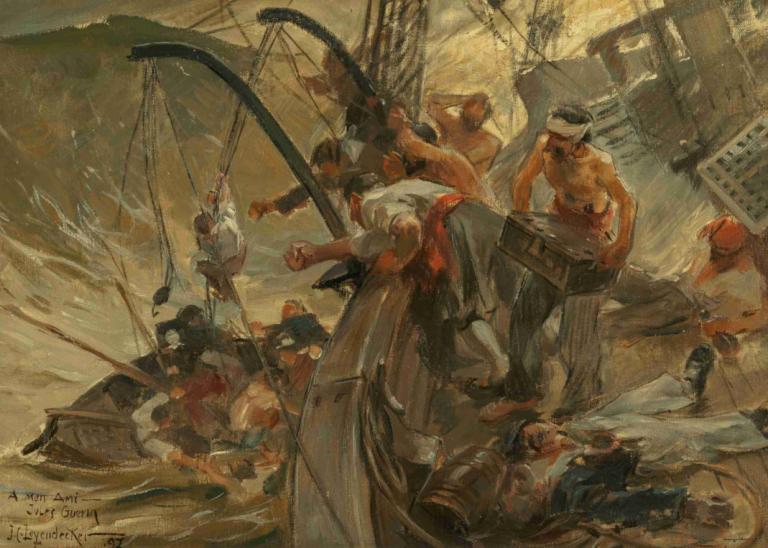 Pirates Load,Piratas Carga,J.C. Leyendecker,Ilustración,Ilustración, embarcación, varios chicos