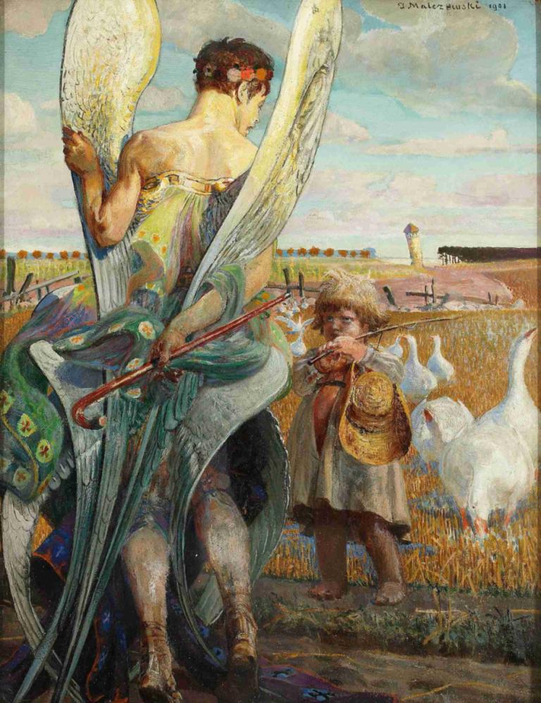 Angel, I shall follow thee,Melek, seni takip edeceğim,Jacek Malczewski,Yağlı boya,Yağlı boya