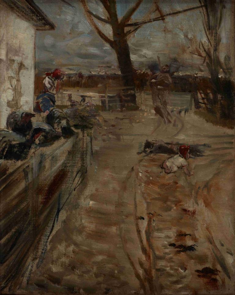 Country Farm,Bauernhof,Jacek Malczewski,Ölgemälde,Ölgemälde, Baum, mehrere Jungen, draußen, Hut