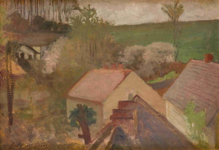 Countryside Landscape with Houses,Ländliche Landschaft mit Häusern,Jacek Malczewski,Ölgemälde,Ölgemälde