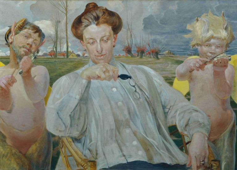 Die Frau des Künstlers,Jacek Malczewski,Ölgemälde,Ölgemälde, Kunstparodie, Wasserfahrzeug, braune Haare