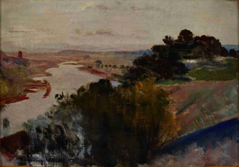 Landscape at the Vistula,Landschaft an der Weichsel,Jacek Malczewski,Ölgemälde,Ölgemälde, abstrakt, malerisch