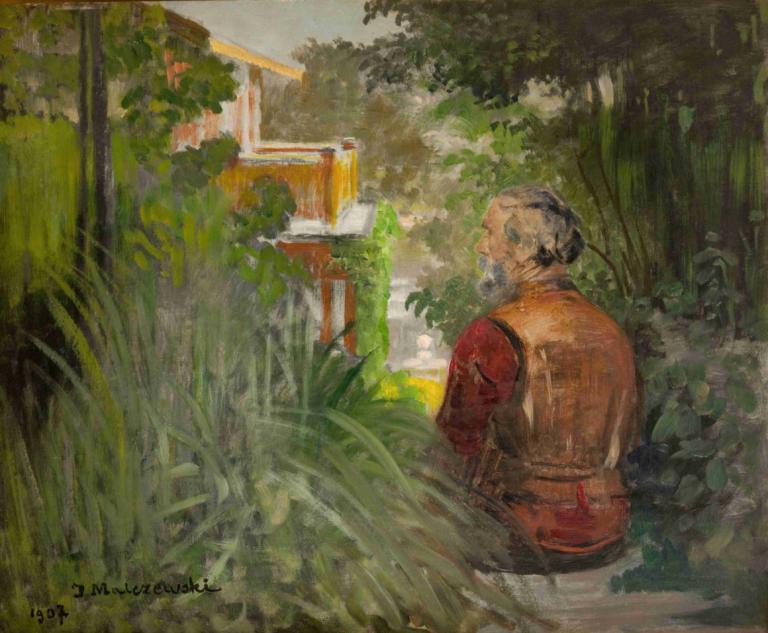 Landscape with a Palace,Jacek Malczewski,Oil Painting,Oil Painting, 1boy, male focus, solo, outdoors, old