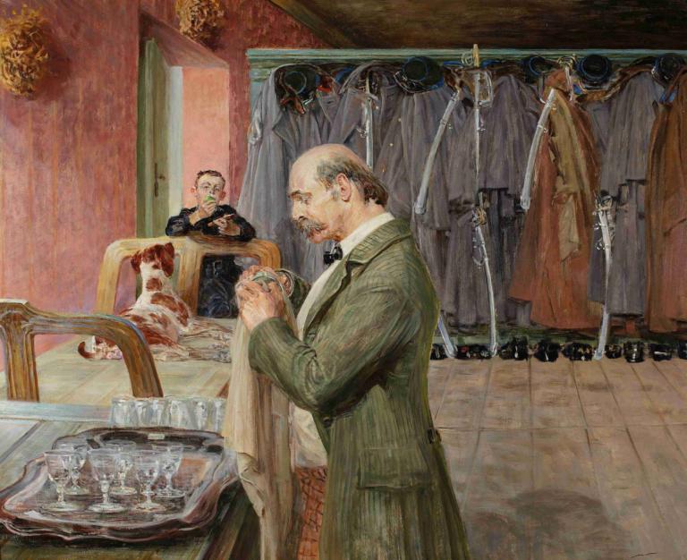 My life – central section of the triptych,Jacek Malczewski,Oil Painting,Oil Painting, male focus, facial hair