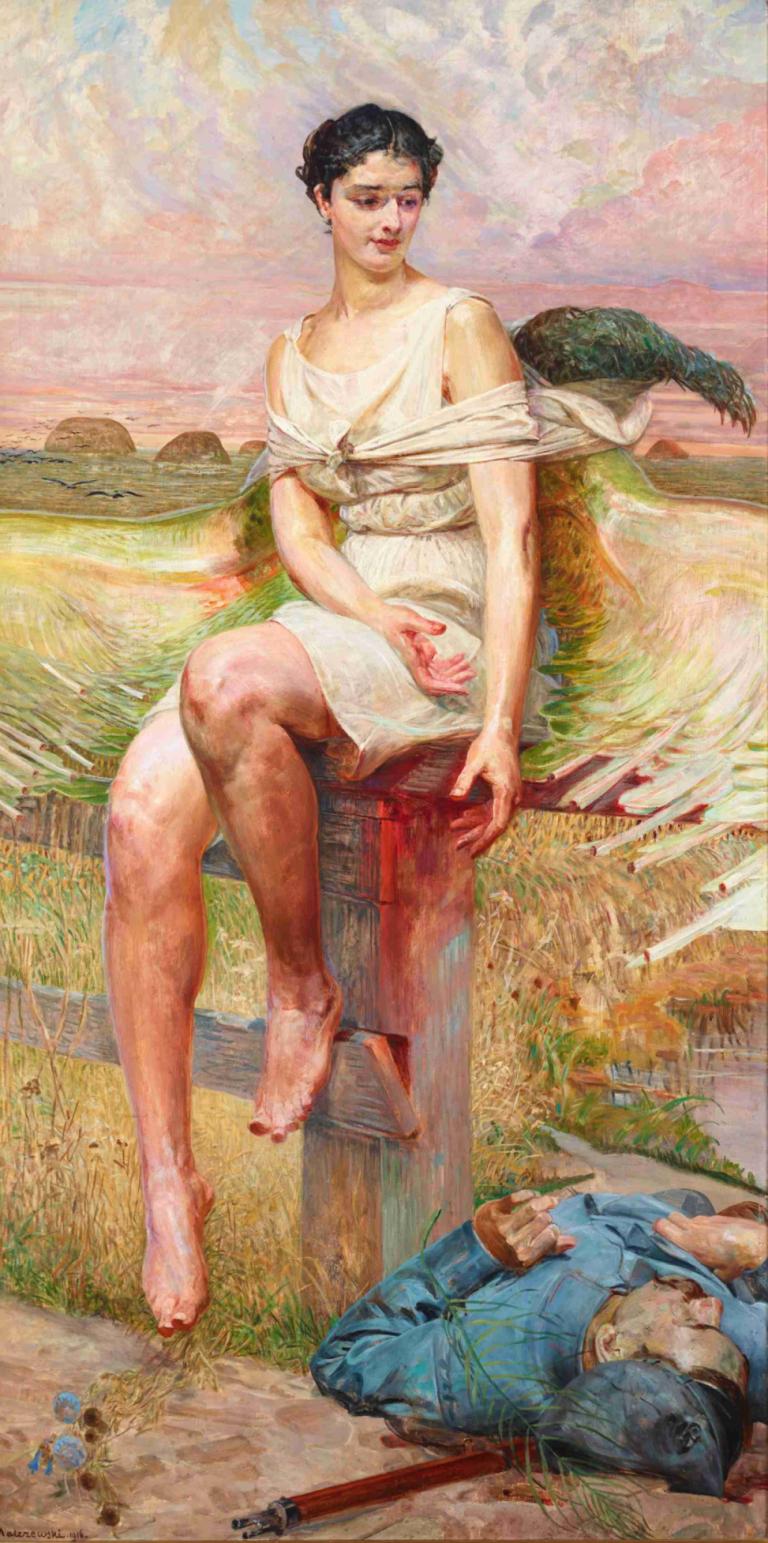 Nike of the Legions,Nike des légions,Jacek Malczewski,Peinture à l'huile,Peinture à l'huile, sang, pieds nus