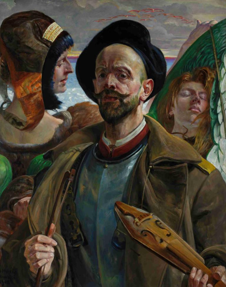 On one string – Self-portrait,Sur une corde - Autoportrait,Jacek Malczewski,Peinture à l'huile