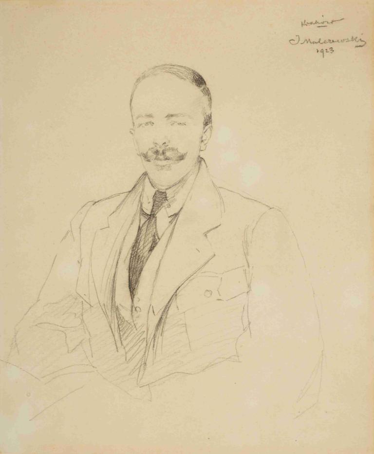 Portrait of Feliks Konopka (1888–1982),펠릭스 코놉카(1888-1982)의 초상화,Jacek Malczewski,야첵 말체프스키,스케치,스케치, 1남, 남성 집중