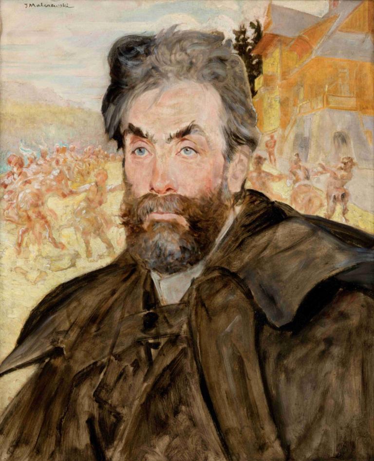 Portrait of Stanisław Witkiewicz,Stanisław Witkiewicz的肖像,Jacek Malczewski,雅切克·馬爾切夫斯基,油畫,油畫, 鬍鬚, 男性焦點, 鬍子, 藍眼睛