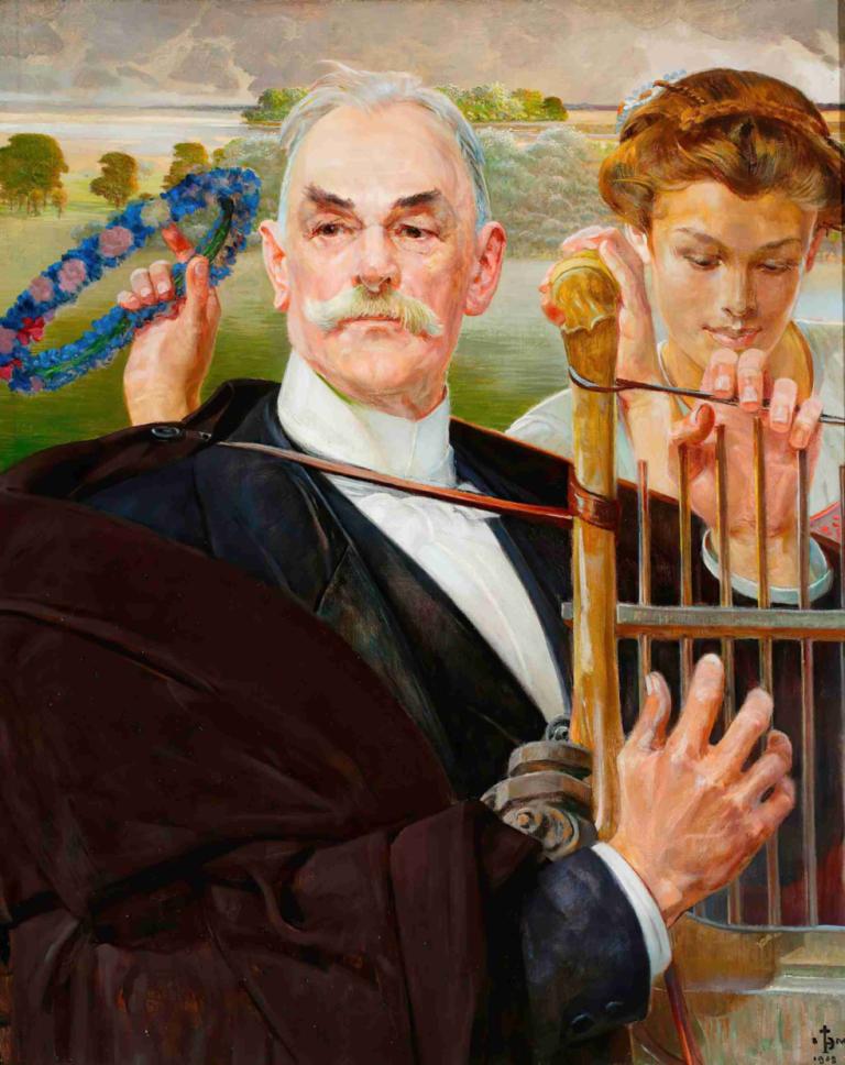 Portrait of Władysław Żeleński,Potret Władysław Żeleński,Jacek Malczewski,Lukisan cat minyak