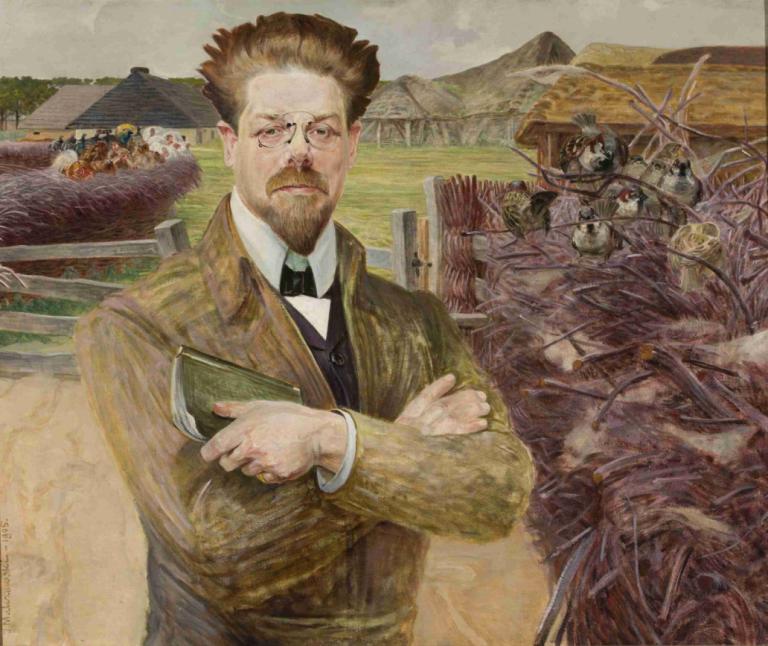 Portrait of Władysław Reymont,Jacek Malczewski,Oil Painting,Oil Painting, glasses, male focus, 1boy