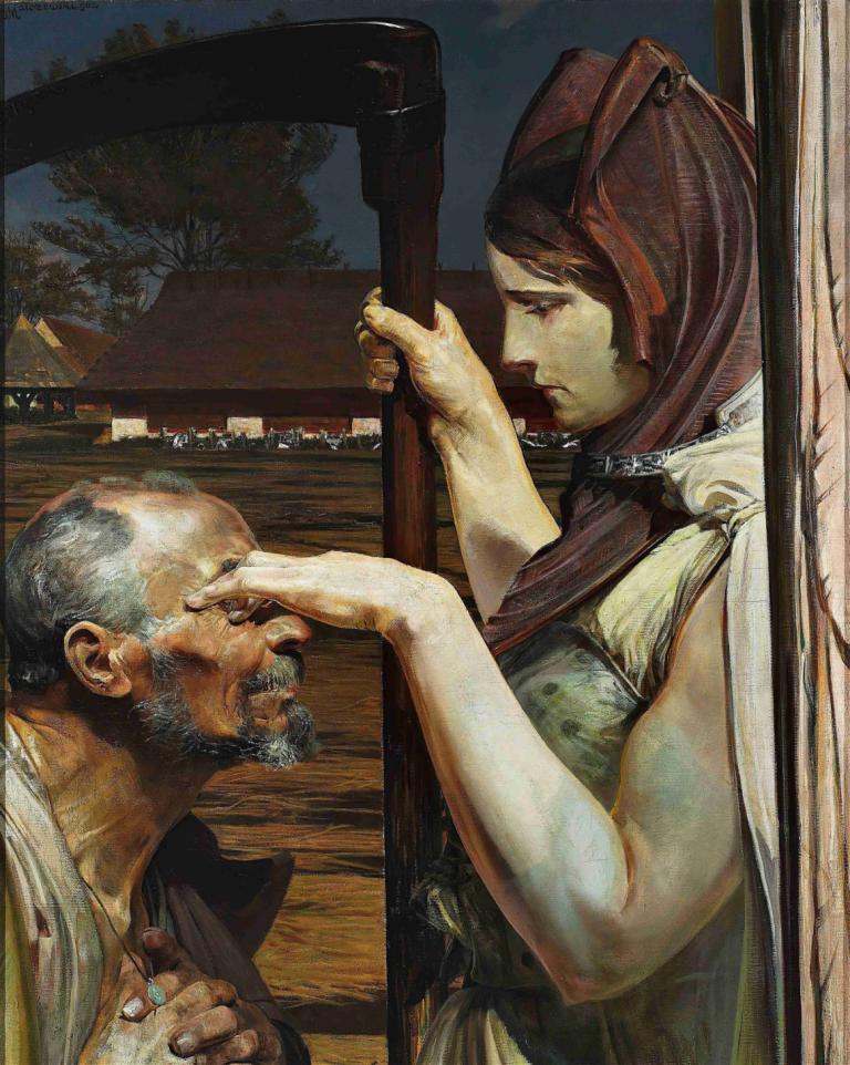 Smierc,死亡,Jacek Malczewski,雅切克-马尔切夫斯基,油画,油画, 胡子, 美术模仿, 胡须, 老的, 1男孩, 1个女孩, 实际的, 老人