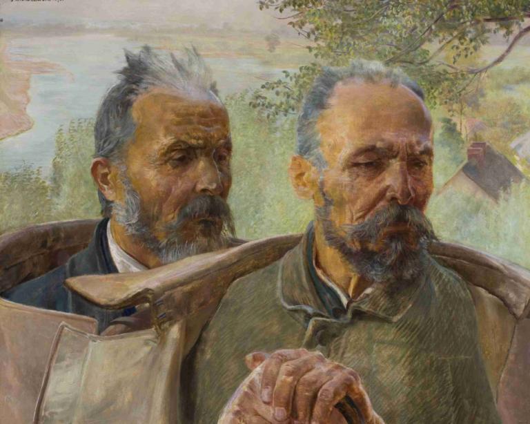 Two heads of old men,Två huvuden av gamla män,Jacek Malczewski,Oljemålning,Oljemålning, flera pojkar