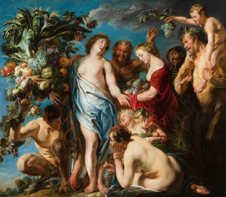 An Allegory of Fruitfulness,Jacob Jordaens,Oil Painting,Oil Painting, fine art parody, parody, multiple boys