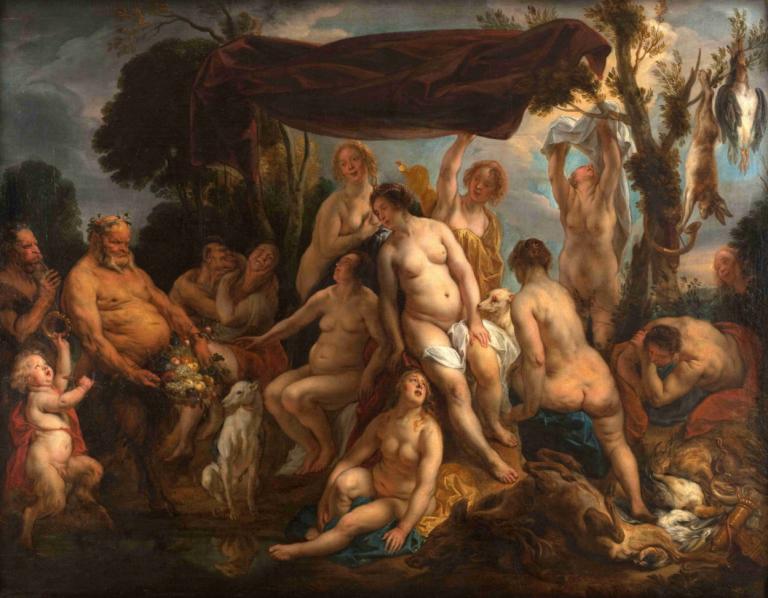 Le Repos de Diane,Jacob Jordaens,Oil Painting,Oil Painting, fine art parody, parody, what, nude, tree