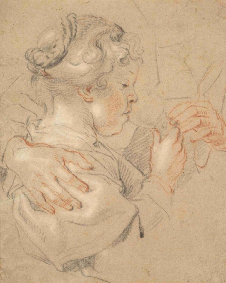 Study of a Young Girl Drinking from a Glass,유리잔을 마시는 어린 소녀의 연구,Jacob Jordaens,제이콥 조르다언스,컬러 스케치,컬러 스케치, 전통 미디어