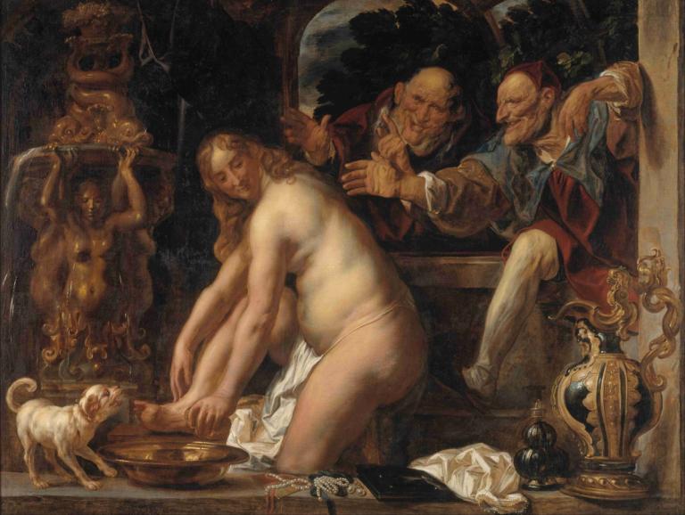 Susanna And The Elders,Susanna og de eldste,Jacob Jordaens,Oljemaleri,Oljemaleri, kunstparodi, parodi