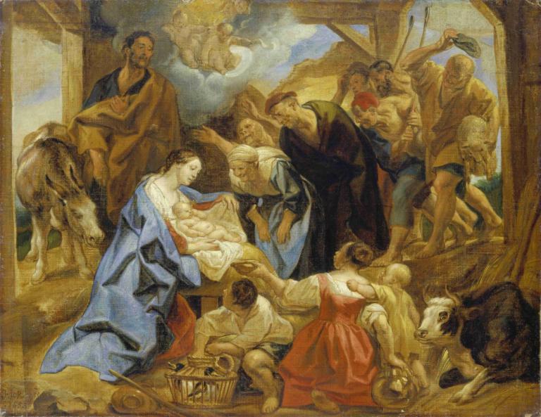 The Adoration of the Shepherds,Adorația păstorilor,Jacob Jordaens,Pictura in ulei,Pictura in ulei