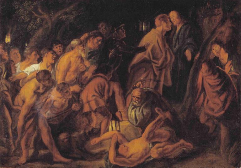 The Betrayal and Arrest of Christ in Gethsemane,客西馬尼對基督的背叛和逮捕,Jacob Jordaens,雅各布·喬丹,油畫,油畫, 美術模仿, 多個男孩, 6+男孩