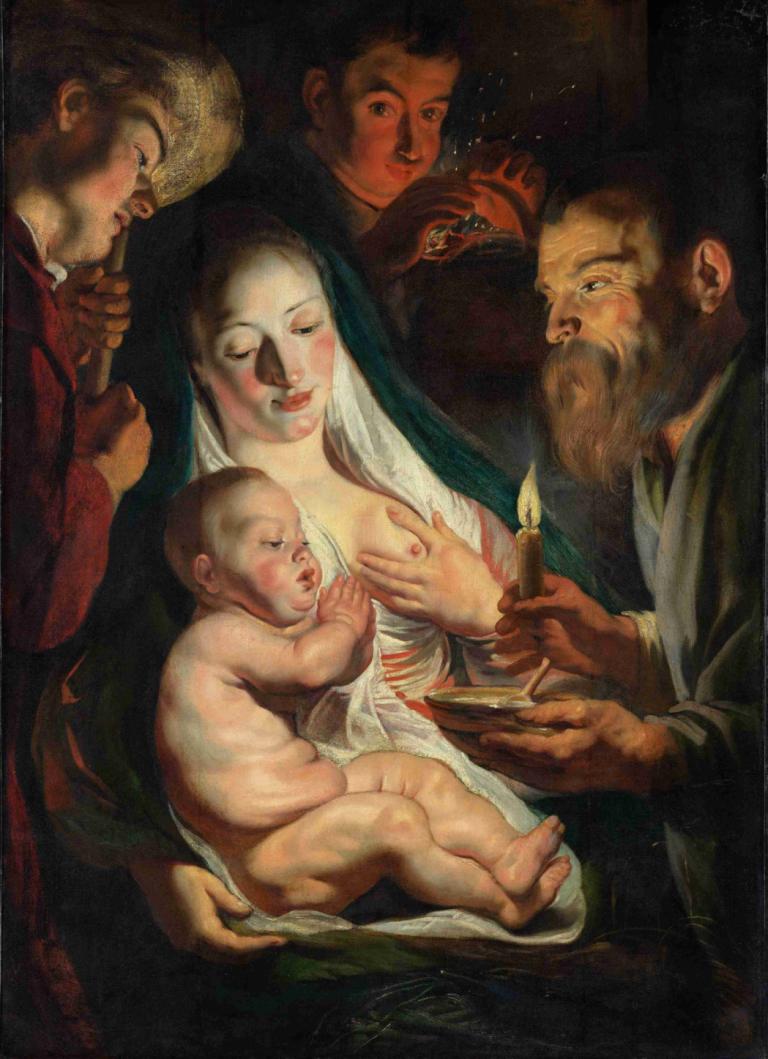 The Holy Family with Shepherds,Święta Rodzina z pasterzami,Jacob Jordaens,Obraz olejny,Obraz olejny