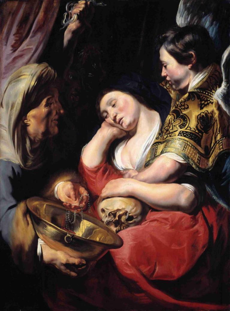 The Temptation of the Magdalene,Kuszenie Magdaleny,Jacob Jordaens,Obraz olejny,Obraz olejny, parodia sztuki